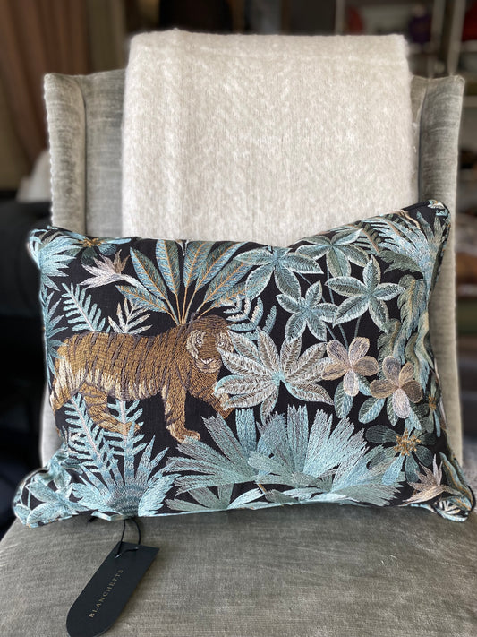 Rajah Canopy tiger embroidered cushion