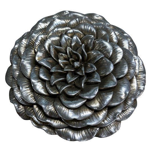 Resin Flower Wall Deco Silver