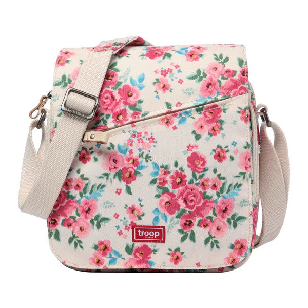 Troop Classic Medium Zip Front Cross Body Bag - Pink Floral