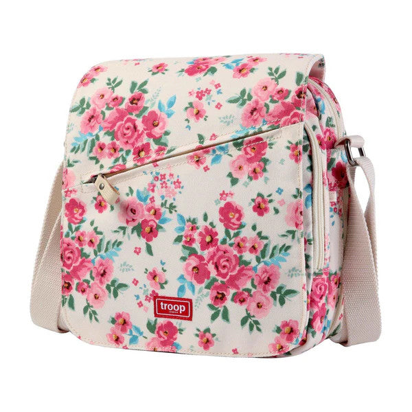 Troop Classic Medium Zip Front Cross Body Bag - Pink Floral