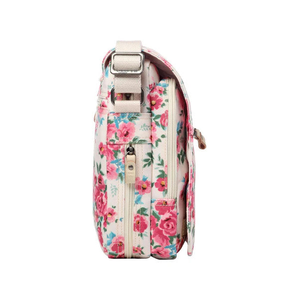 Troop Classic Medium Zip Front Cross Body Bag - Pink Floral