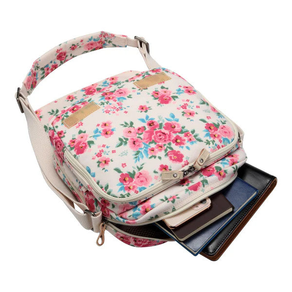 Troop Classic Medium Zip Front Cross Body Bag - Pink Floral