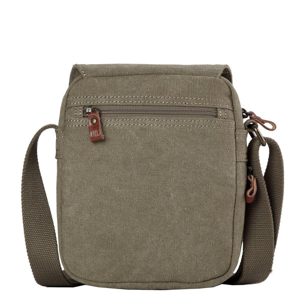 Classic Small Zip Front Cross Body Bag - Khaki